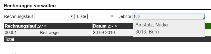 Rechnungsnummer Suche