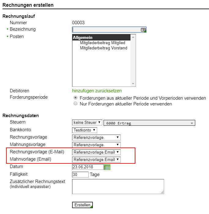 Neue Option beim restellen von Rechnungen