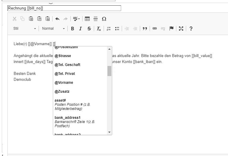 Autocomplete für Platzhalter